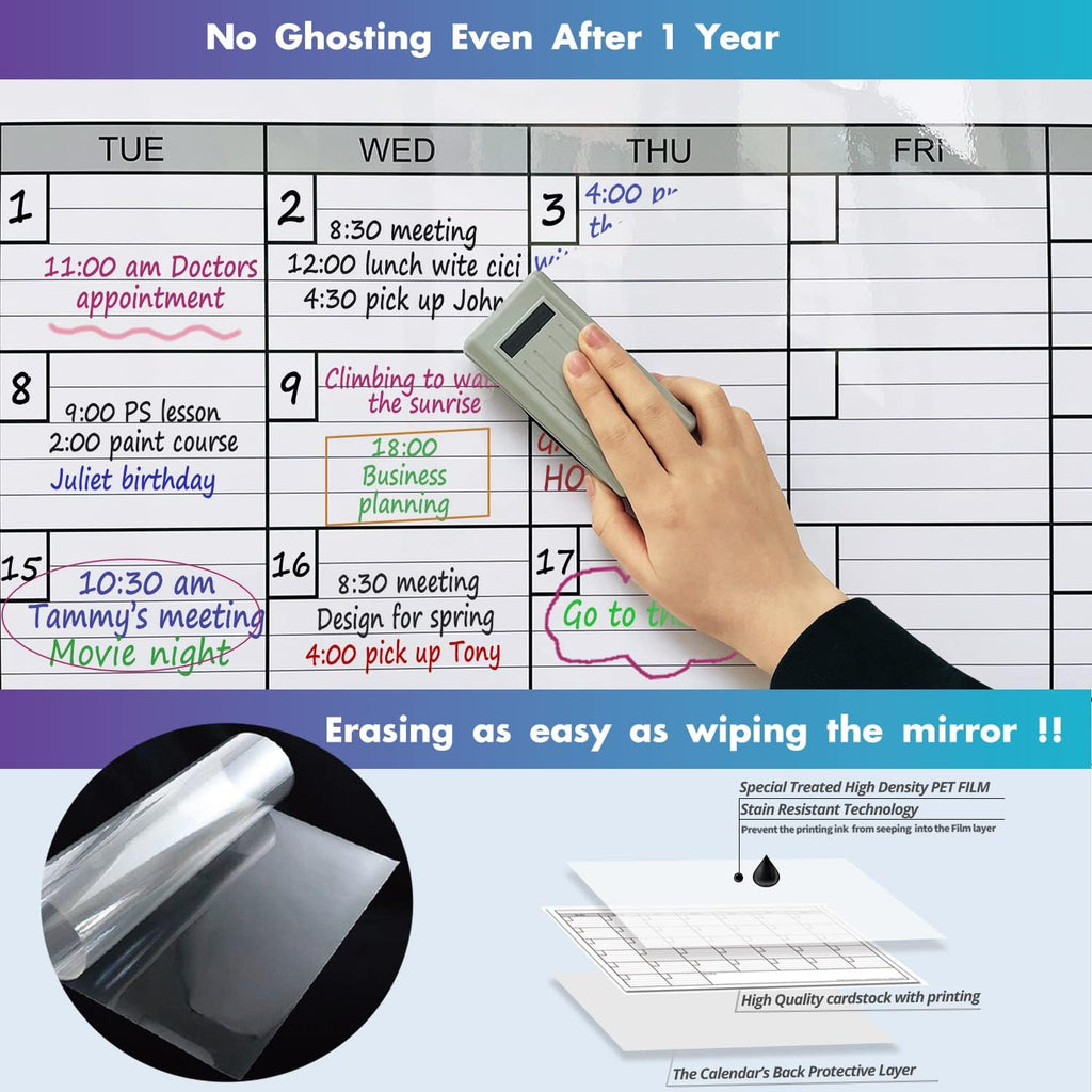 Dry Erase Two Month Laminated Wall Calendar 38" x 50" D611350