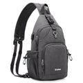 G4Free Sling Bag Canvas Crossbody Backpack with USB Charging Port, Convertible Chest Bag Casual Daypack for Travel Outdoor Cycling Hiking(Dark Grey)
