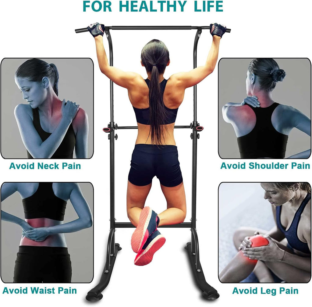 Power Tower Pull Up Bar Station, Free Standing Dip Station for Home Gym Y381201