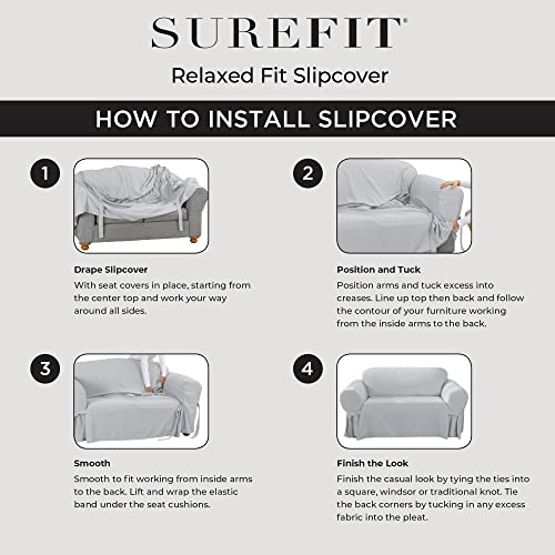 SureFit Authentic Denim T Cushion Sofa Slipcover, Indigo V9356