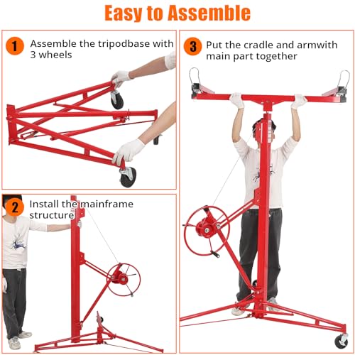 Drywall Lift 11FT, Adjustable Panel Hoist, 150LBS, Red H110533