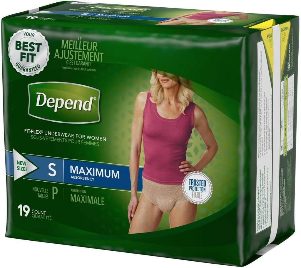 Small Maximum Absorbency Depends Fit Flex Underwear,19 count