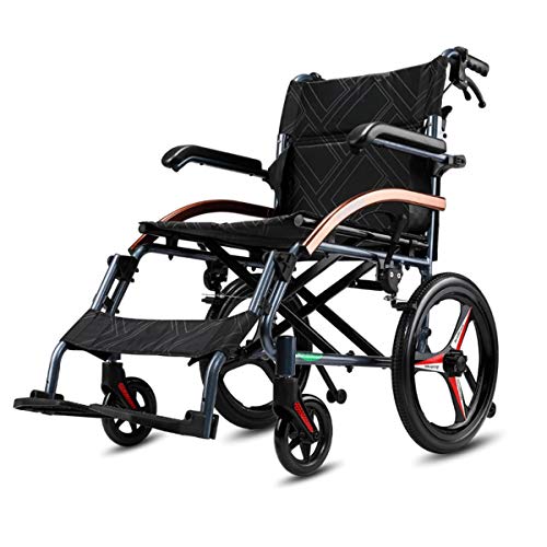 Super-light Magnesium Alloy Self-Propelled Transport Wheelchair with Dual Brake, 18” Seat, 26lbs