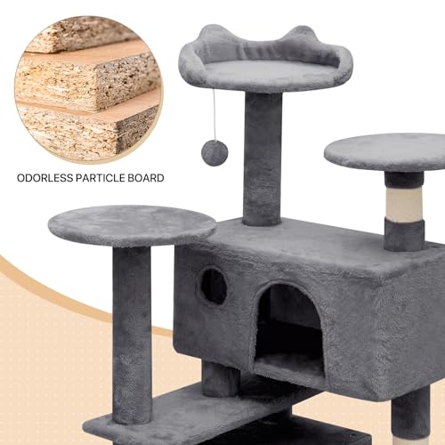 MoNiBloom Cat Tree 60 Inch with 2 Cat Condos, Scratching Post, Smoky Grey U3835