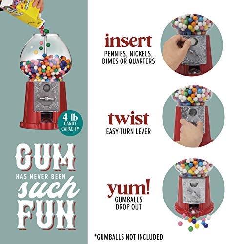The Candery Gumball Machine 15 Inch Candy Dispenser with Stand, Aluminum Frame, 2lbs Gumballs C77090