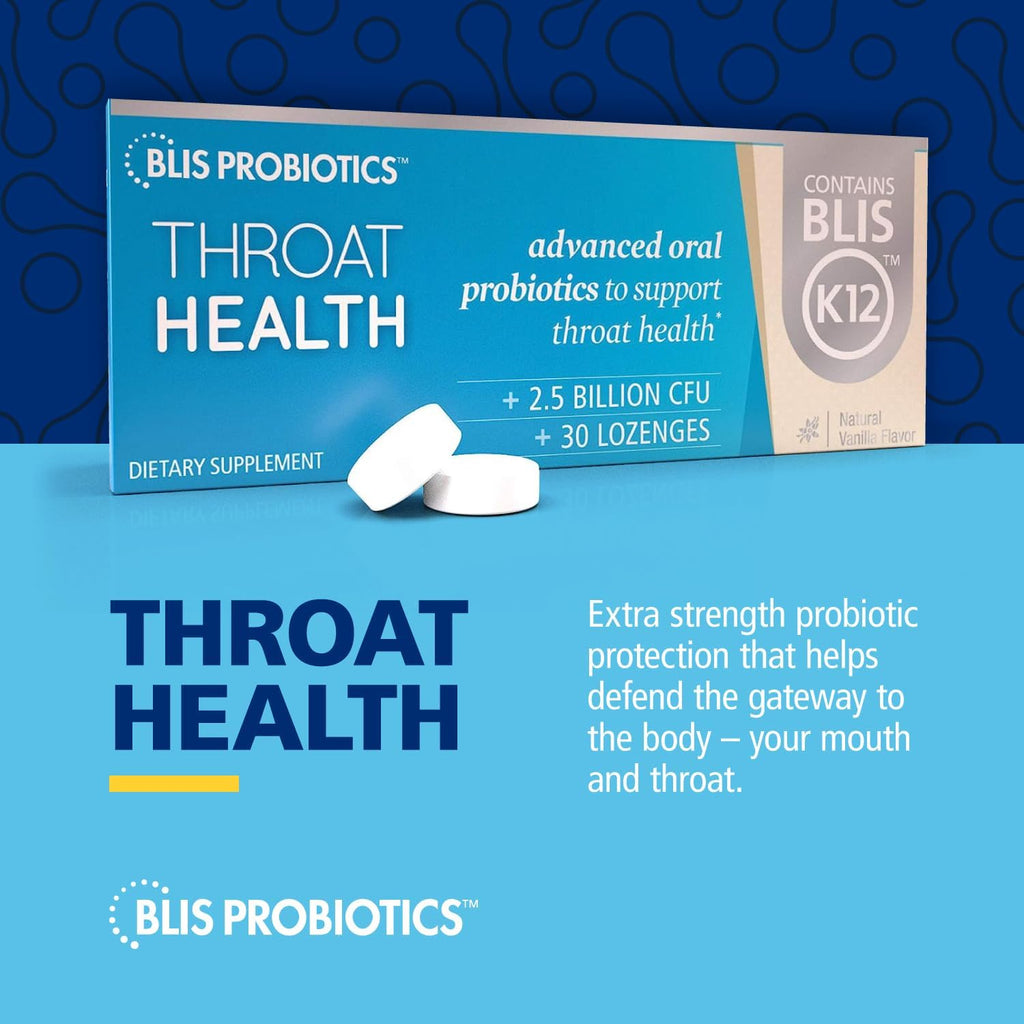 BLIS Probiotics ThroatHealth Oral Probiotics K12 Lozenges, Sugar-Free, 30 Pack A232