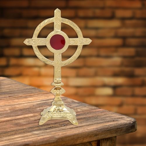 Needzo Brass Embossed Celtic Cross Reliquary, 13 x 8.75 Inches W5172