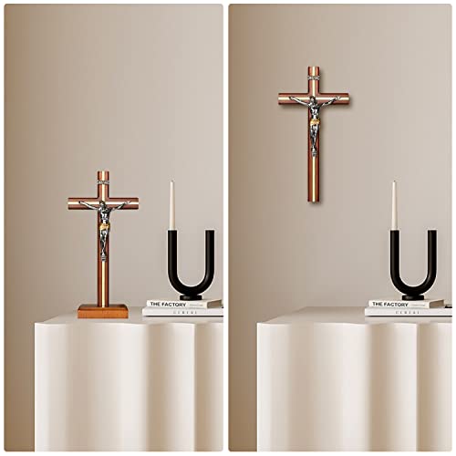 KUXBET Crucifix Cross Catholic 10.7 Inch Wooden Jesus Christ Wall Hanging or Tabletop G934