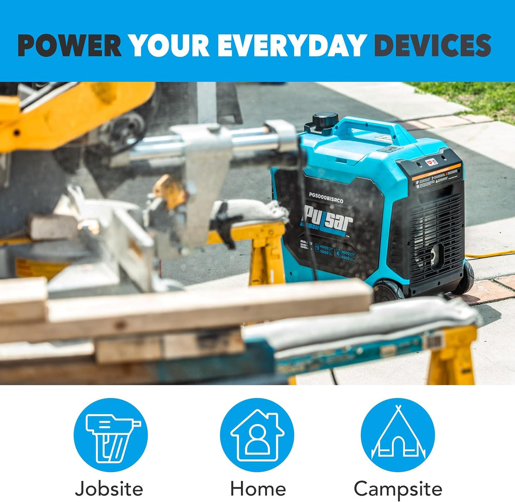 Pulsar PG5000BiSRCO Dual Fuel 30A RV Ready Portable Inverter Generator with Remote Start N60814