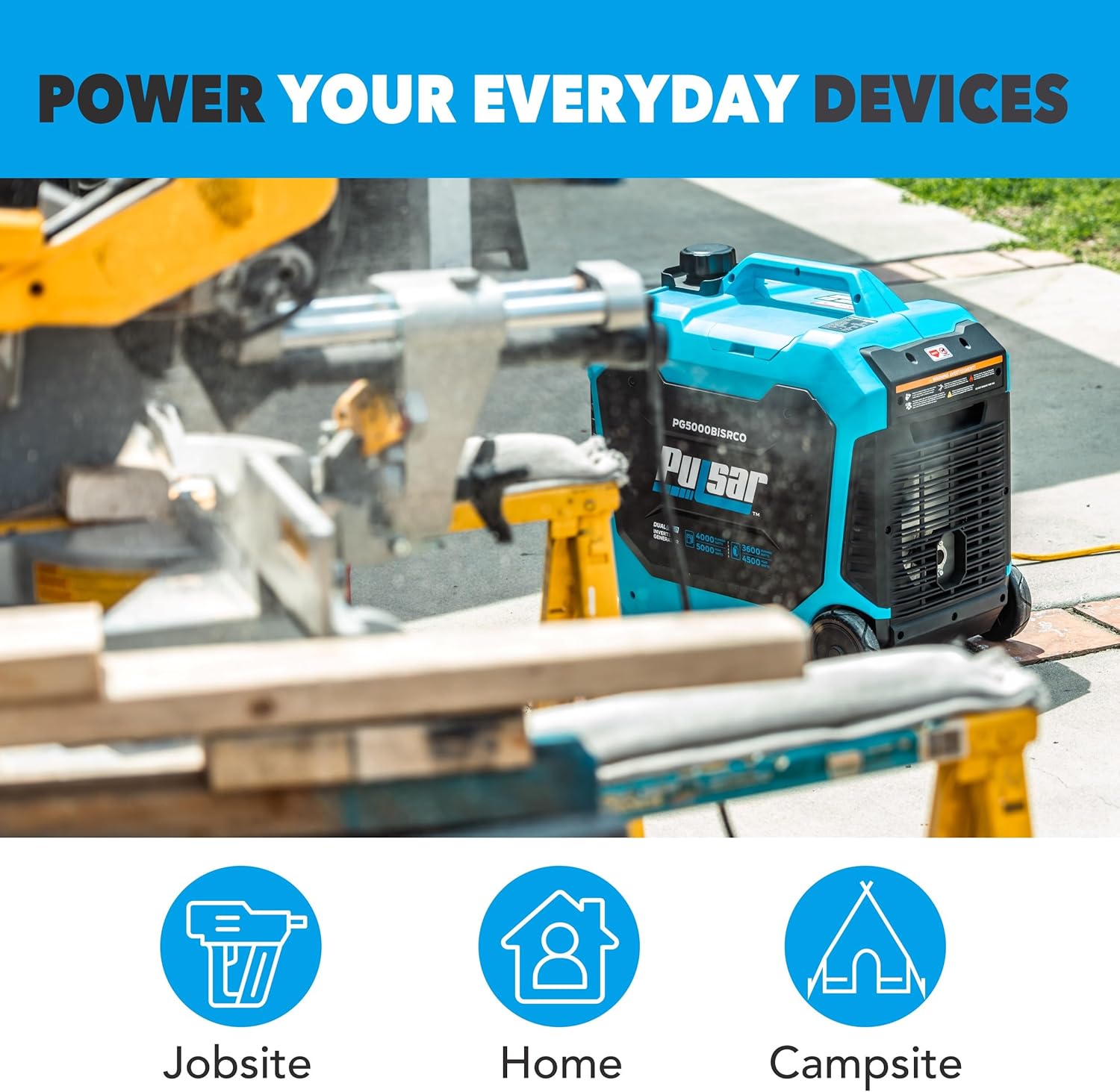 Pulsar PG5000BiSRCO Dual Fuel 30A RV Ready Portable Inverter Generator with Remote Start N60814