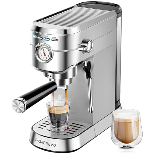 CASABREWS CM5418 Espresso Machine 20 Bar, Compact Espresso Maker with Milk Frother, Stainless Steel, Silver K680