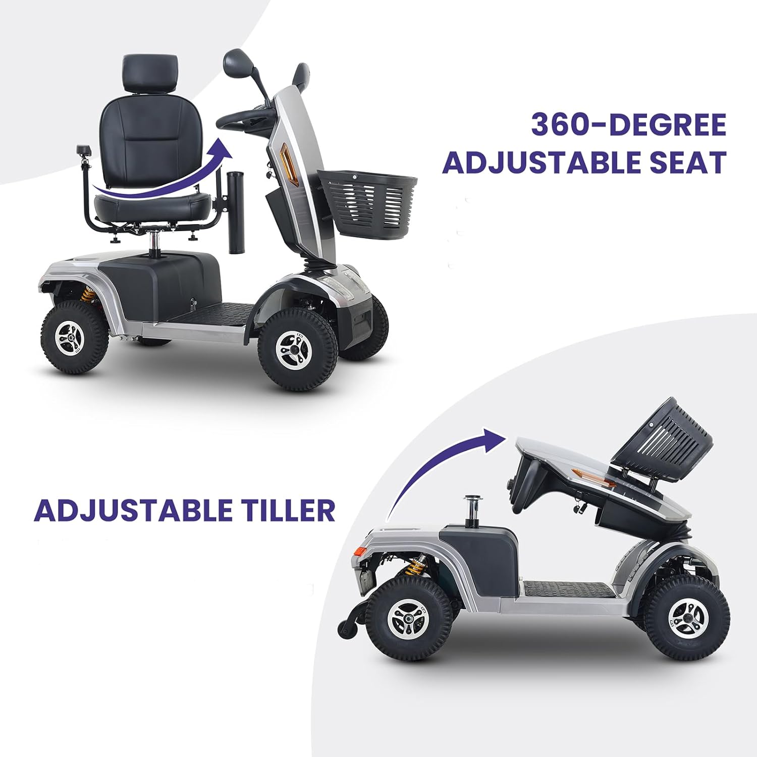Tamco Mobility Scooter 4 Wheel Electric Scooter for Adults Seniors, 350lbs Capacity, All Terrain, Grey J587746