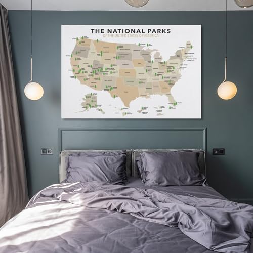 National Parks Map of America Canvas Wall Art Poster 16x24in Unframed W933802