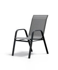 Patio Stackable Chairs Set of 4, Outdoor Stacking Metal Dining Chairs with Breathable Textilene Fabric & Metal Frame for Outdoor, Patio, Deck, Backyard, Grey