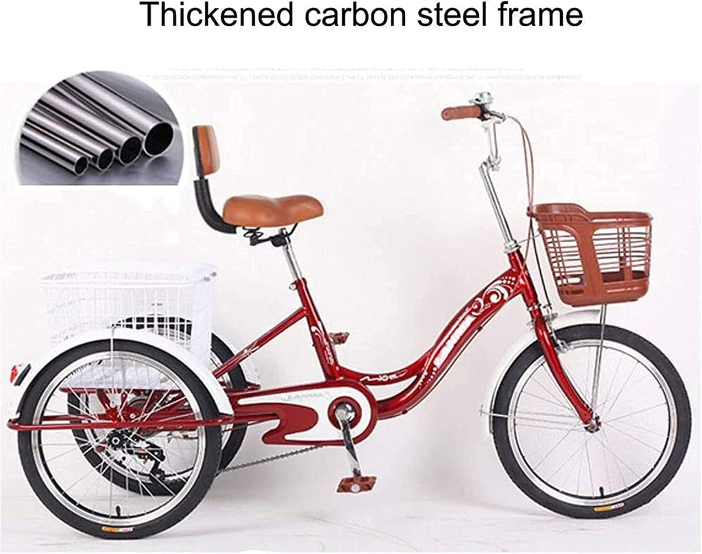 Adult Tricycle 20 Inch 3 Wheel Bike with Shopping Basket for Seniors X584