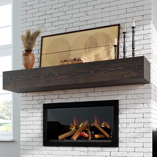 Fireplace Mantel - Floating Mantel Shelf, Wood Mantels for Over Fireplace, Wall-Mounted Mantels, Weight Capacity 60lbs, 60 X 9 X 6 inch, Oak