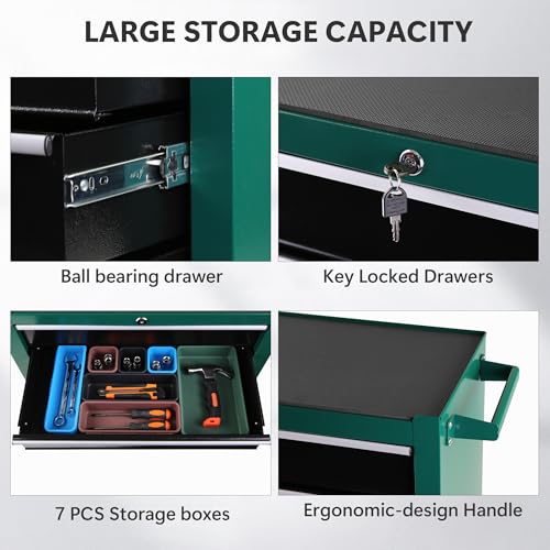 5-Drawer Rolling Tool Chest with Brake Casters, Black E95317