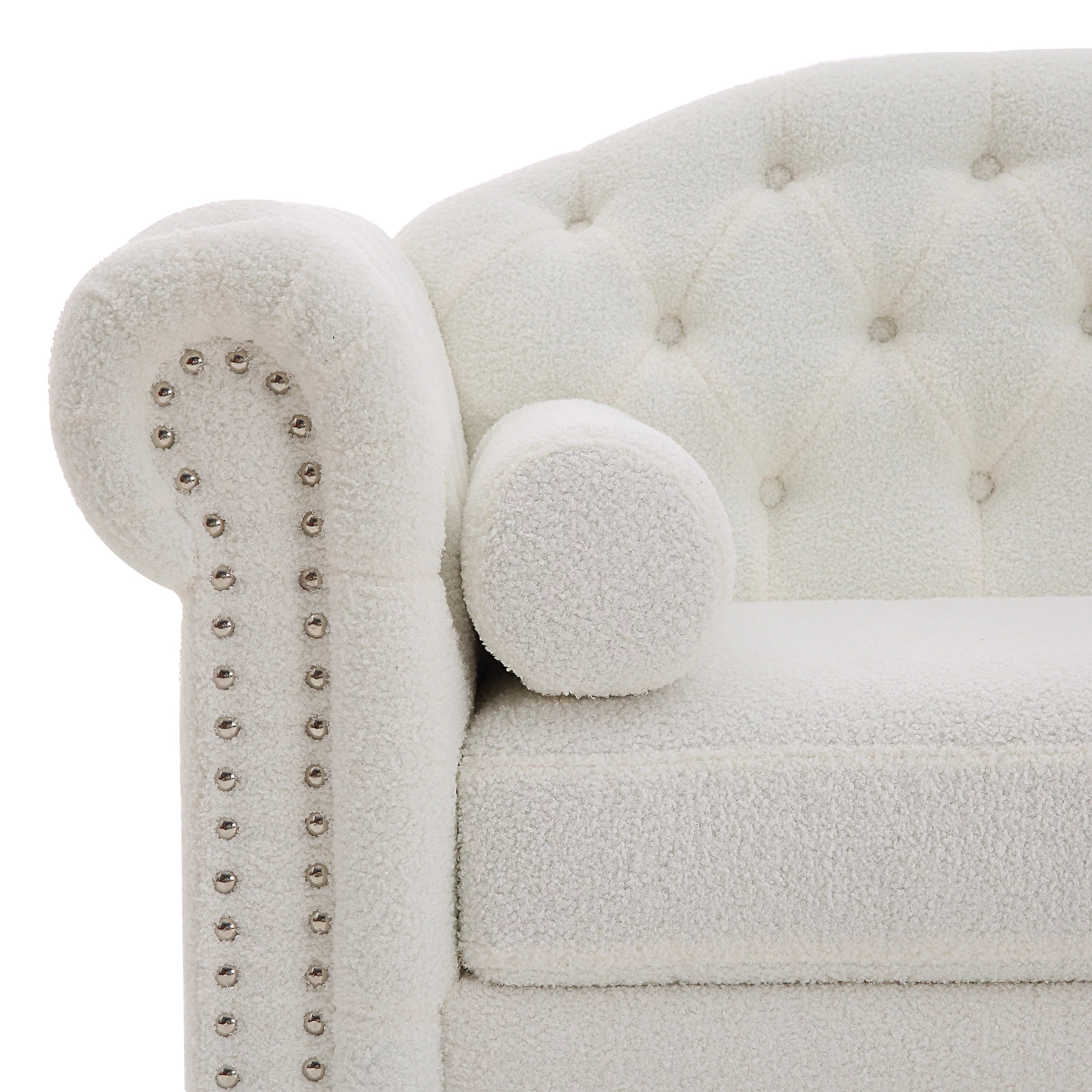 Chesterfield Teddy Velvet Button Tufted Sofa with Nailhead Arms and Wood Legs E61027