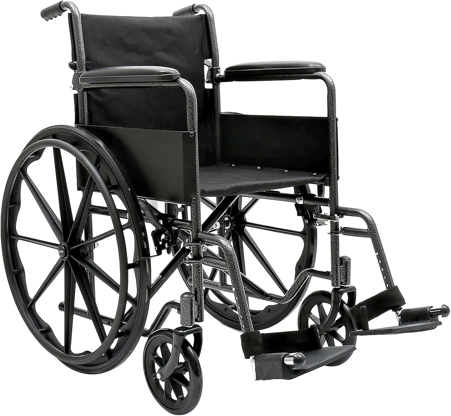 Dynarex DynaRide Series 1 Wheelchair with Fixed Full Arms is Lightweight, Foldable & Comfortable, Weight Capacity of 300 Pounds, Silver, 1 DynaRide Series 1 Wheelchair with Fixed Full Arms