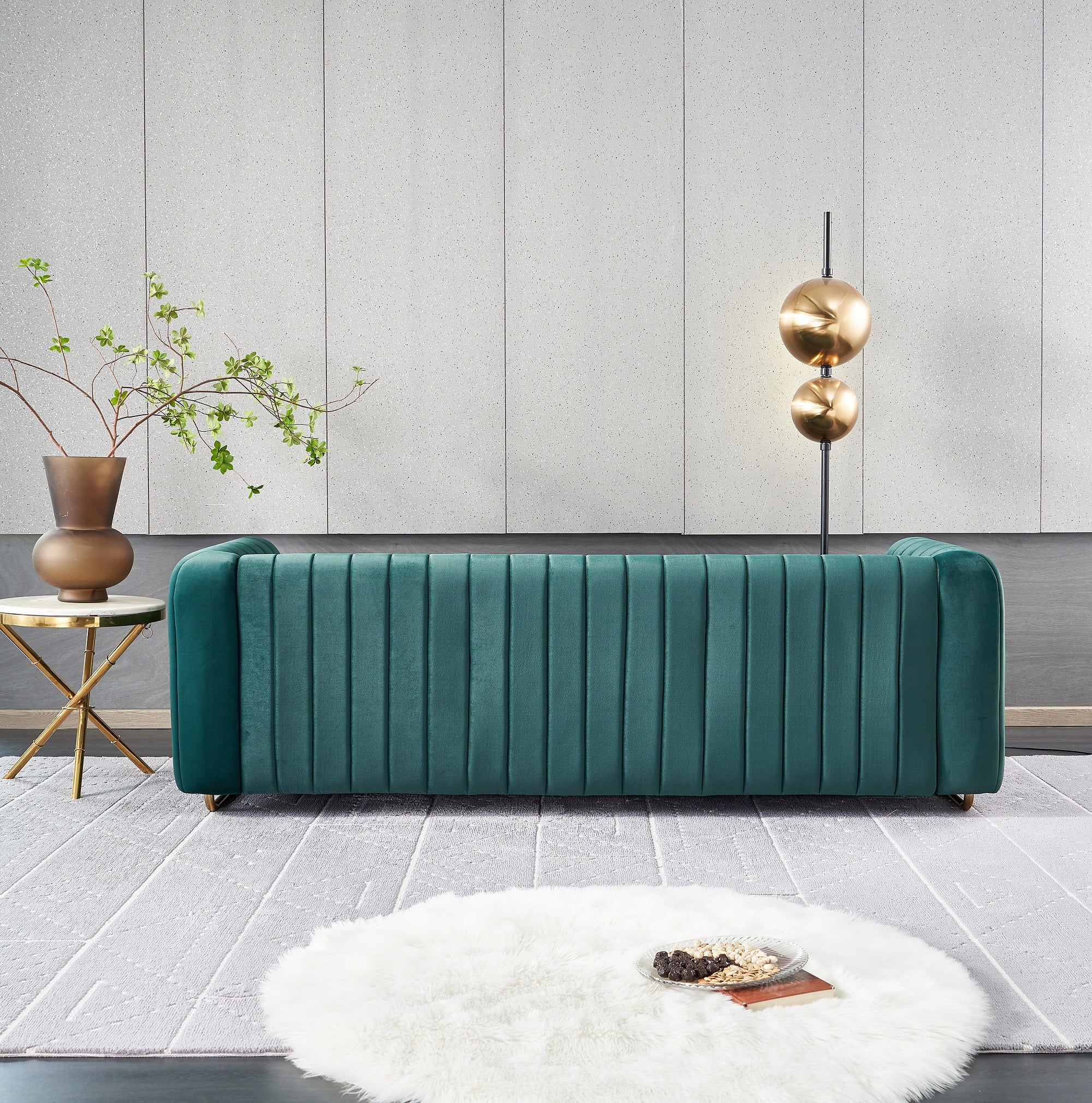 Tufted Velvet Sofa Couch for Living Room, 84 Inches, Green Y148