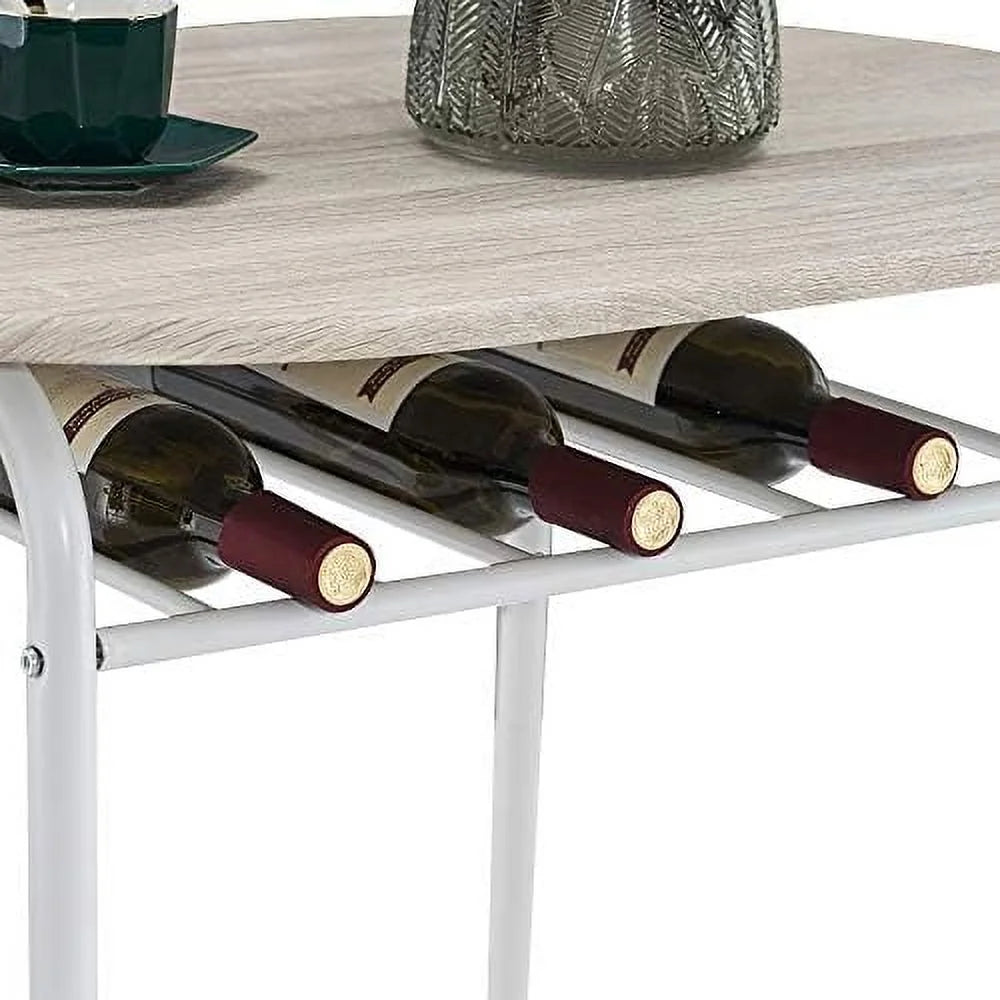 TJUNBOLIFE Compact Dining Table Set for 2 with Rack, Oak and White A299