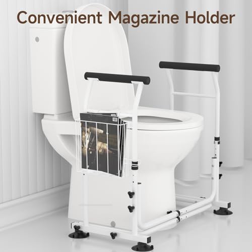 Toilet Safety Rails for Seniors with Arms, Adjustable Width and Height, 350lbs O62717