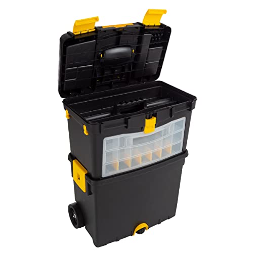 Stalwart Rolling Tool Box with Wheels, Foldable Handle, Removable Top H6527