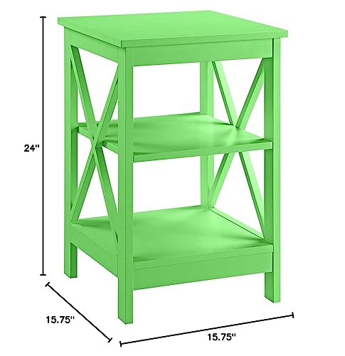Convenience Concepts Oxford End Table with Storage Shelves, White Faux Marble/Black N969
