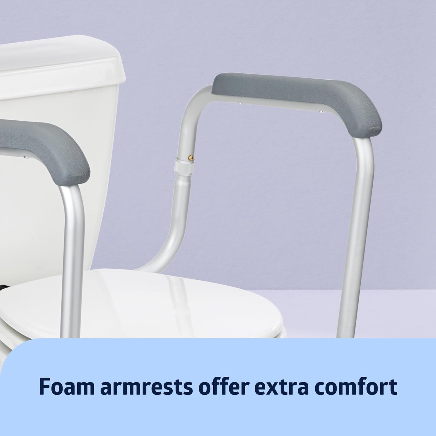 Medline Toilet Safety Rail for Seniors, Height Adjustable Bathroom Assist Frame with Armrests P937