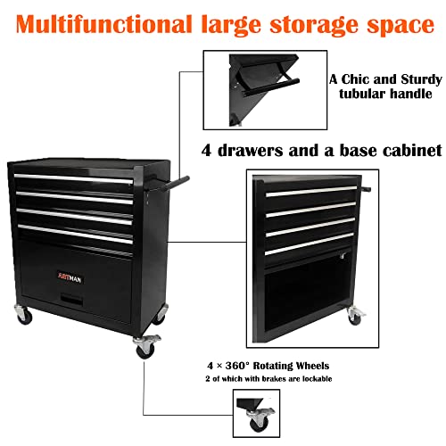5-Drawer Rolling Tool Cart with Wheels, Black V51953