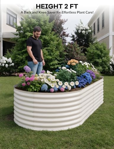 4x2x2Ft Oval Galvanized Steel Raised Garden Bed - Outdoor Metal Planter Box for Vegetables, Flowers, Herbs L43315