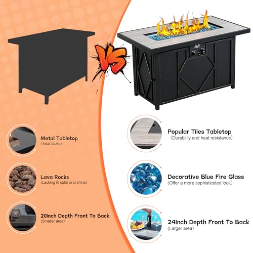 BALI OUTDOORS 50000 BTU Propane Fire Pit Table with Lid, 28 inch, Black Y709007