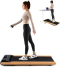 Goplus Walking Pad, Wooden Under Desk Treadmill for Home Office, Portable Walking Pad Treadmill with Remote Control, APP Control and LED Display, Installation-Free Walking Jogging Machine