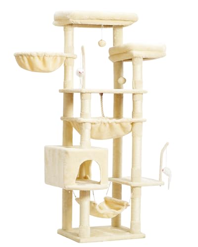 Cat Tree for Large Cats with Platforms and Scratching Posts, Smoky Gray D2468