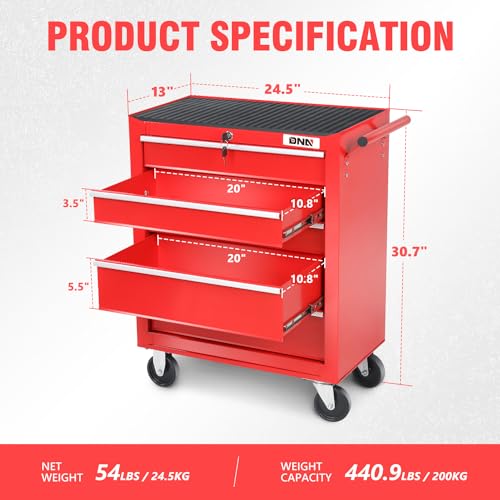DNA MOTORING 7-Drawer Rolling Tool Cabinet Chest with Keyed Locking System, Green M137