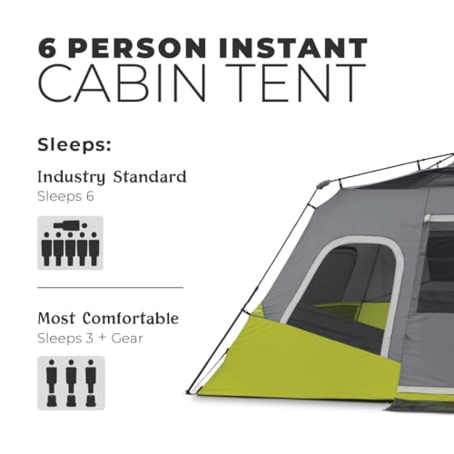 CORE Instant Cabin Tents 6 Person Family Pop Up Camping Tent R26561