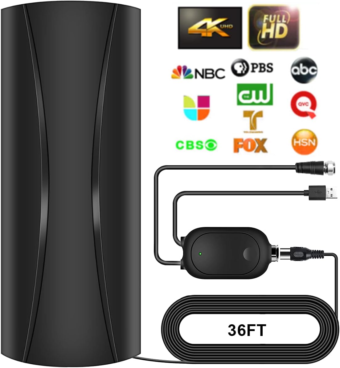 2024 Upgraded Digital TV Antenna, 1000+ Miles Range TV Antenna for Smart TV, Powerful TV Antenna Indoor Support 4K 1080p All TV's - Amplifier Signal Booster and Long Thick Coaxial Cable