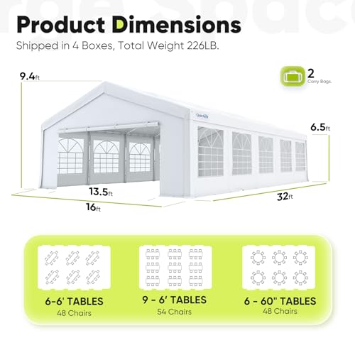 Quictent 20x20 Party Tent Heavy Duty Outdoor Canopy with Storage Bags M75972