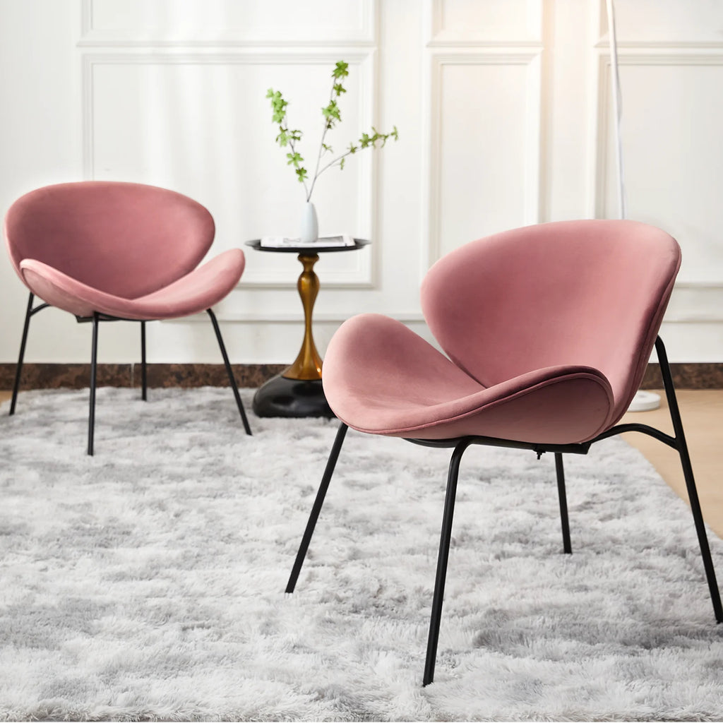 FAGAGA Velvet Accent Chair Set of 2 with End Table, Pink C6062