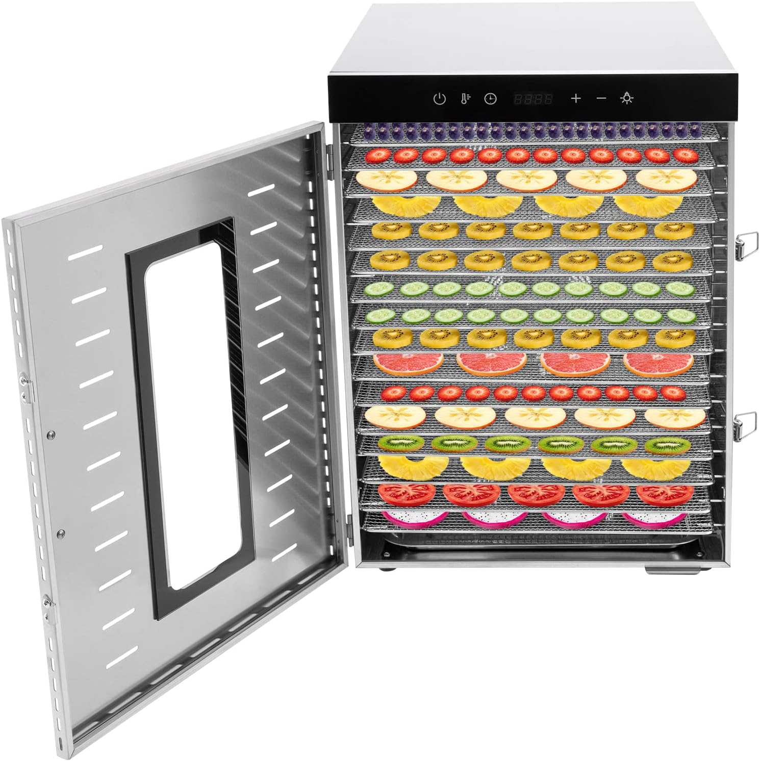 16 Tray Stainless Steel Food Dehydrator with Adjustable Temperature and Timer Q37753