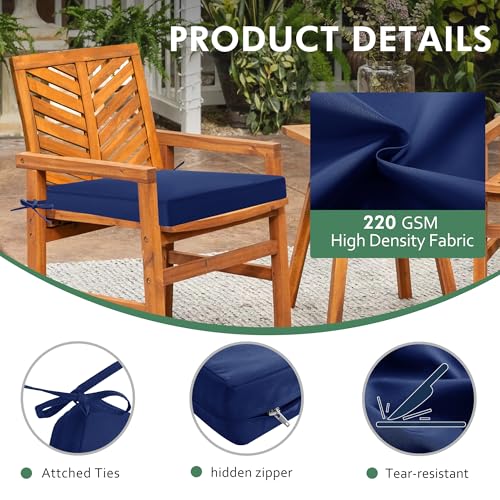 Outdoor Chair Cushions Set of 4, Waterproof Patio Seat Cushions with Ties, Black A5741