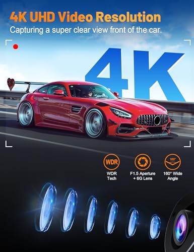 4K Touch Screen Dash Cam with 5G WiFi and 64GB Card G9985