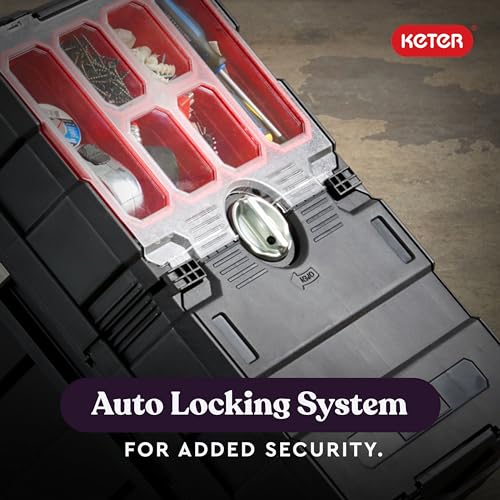Keter Masterloader Resin Rolling Tool Box with Locking System, Black E51235