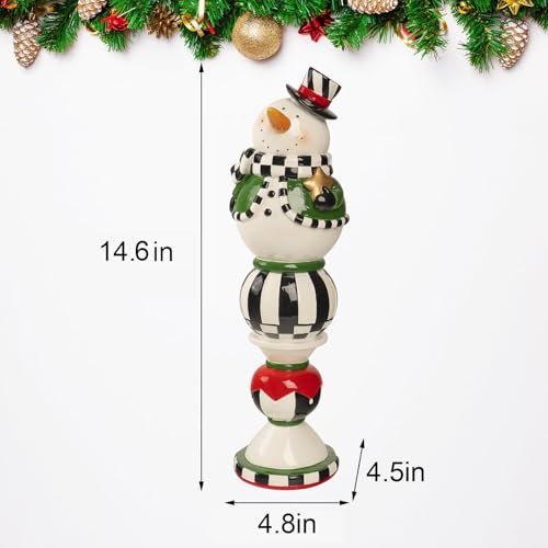 Black and White Checkered Snowman Christmas Decorations Indoor W584
