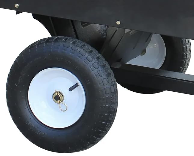 Yard Commander 400LB Heavy Duty Tow Behind ATV Trailer Steel Dump Cart 10-Cubic Feet Garden Utility Trailer V77511