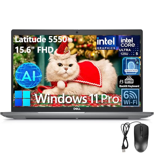 Dell Latitude 5550 15 5000 AI Laptop, 15.6" FHD Business Computer, Intel Ultra 5 125U (Beat i7-1355U), 32GB DDR5 RAM, 1TB SSD, WiFi 6, Backlit Keyboard, Fingerprint Reader, Windows 11 Pro