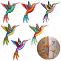 6Pcs Metal Hummingbird Wall Art Decor Outdoor Garden Art Decor Colorful Birds Hanging Sculptures 6 Styles Metal Hummingbird Decor for Patio Garden Fence Yard Patio Balcony Living Room