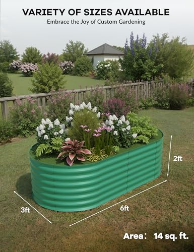 4x2x2Ft Oval Galvanized Steel Raised Garden Bed - Outdoor Metal Planter Box for Vegetables, Flowers, Herbs L43315