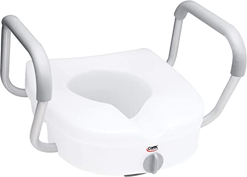 Carex E-Z Lock Raised Toilet Seat with Handles, 5" Riser F88423