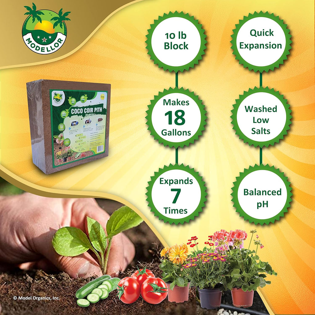 Coco Coir Brick 10 lb. Organic pH Balanced for Gardening T7598